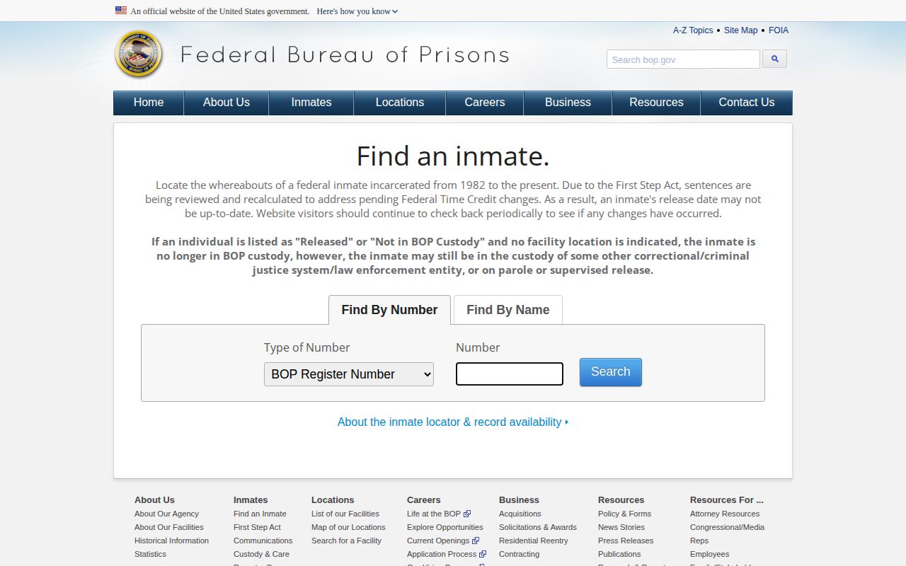 Federal BOP inmate locator for Floyd County federal release search