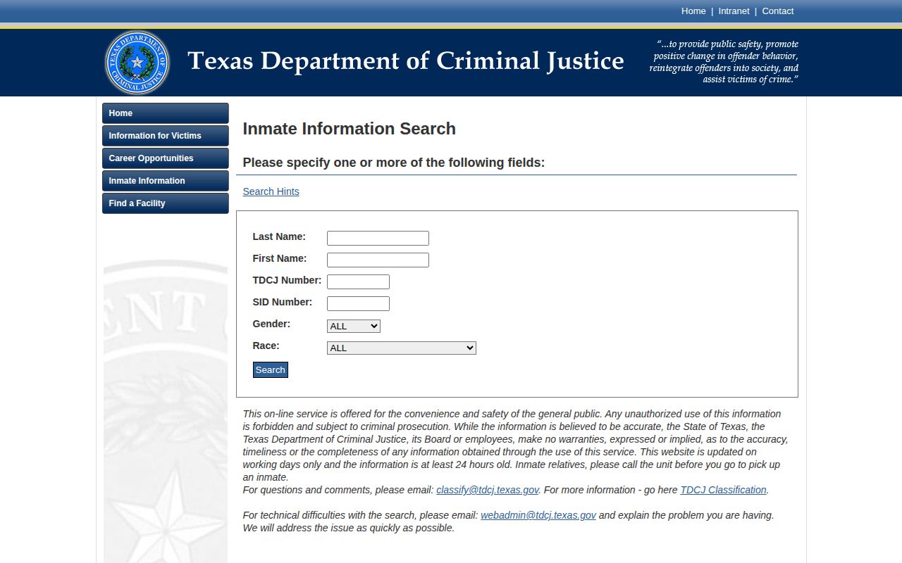 Floyd County released inmate TDCJ offender search form